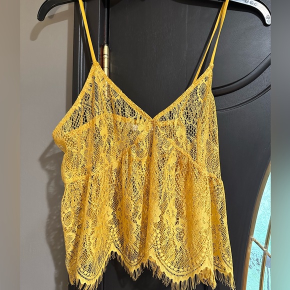 Zara Tops - Zara gold Lace tank top